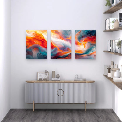 3pcs Abstract With Ethereal Light Metal Print Ready to Hang Art