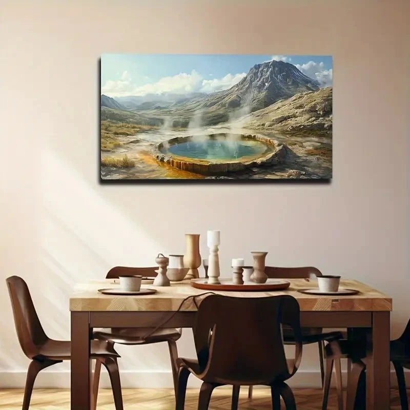 Mystical Landscape Hot Springs Wall Art Canvas Office Home Room Framed 120x60cm