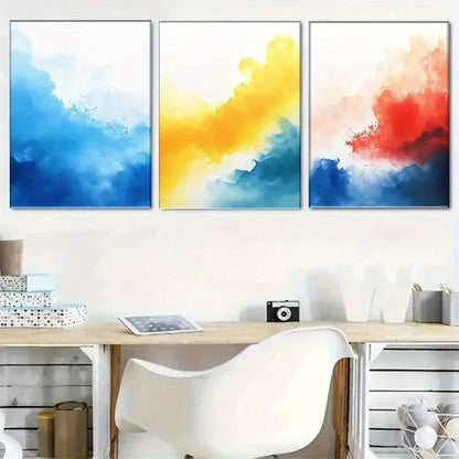 3pcs Abstract Watercolor Inspired Decor Metal Print Ready to Hang Art - Bella Home Decor