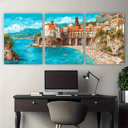 3pcs Calabria Italy Colorful Tropes Perfect Wall Art Set Canvas Framed 40x60cm - High Quality Print 100% Australian Made Wall Canvas Ready to Hang - Bella Home Decor