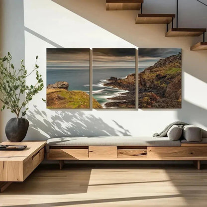 3pcs Island Coastline Seaside Sea Wall Art Set Canvas Framed 50x70cm - High Quality Print 100% Australian Made Wall Canvas Ready to Hang