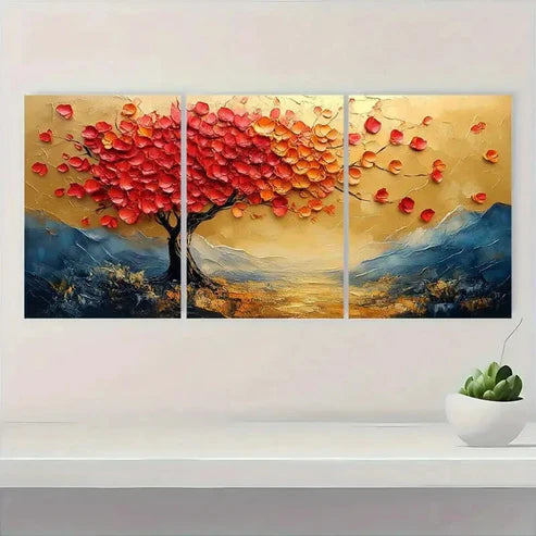 3pcs White & Golden Abstract Tree WQ  Wall Art Set Canvas Unframed - High Quality Print 100% Australian Made Wall Canvas