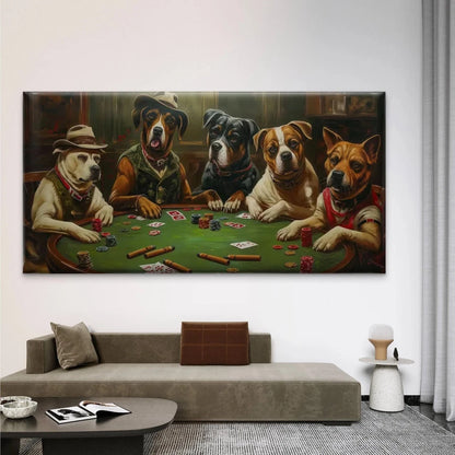Funny Dogs Playing Poker Wall Art Canvas Office Home Room Framed 120x60cm