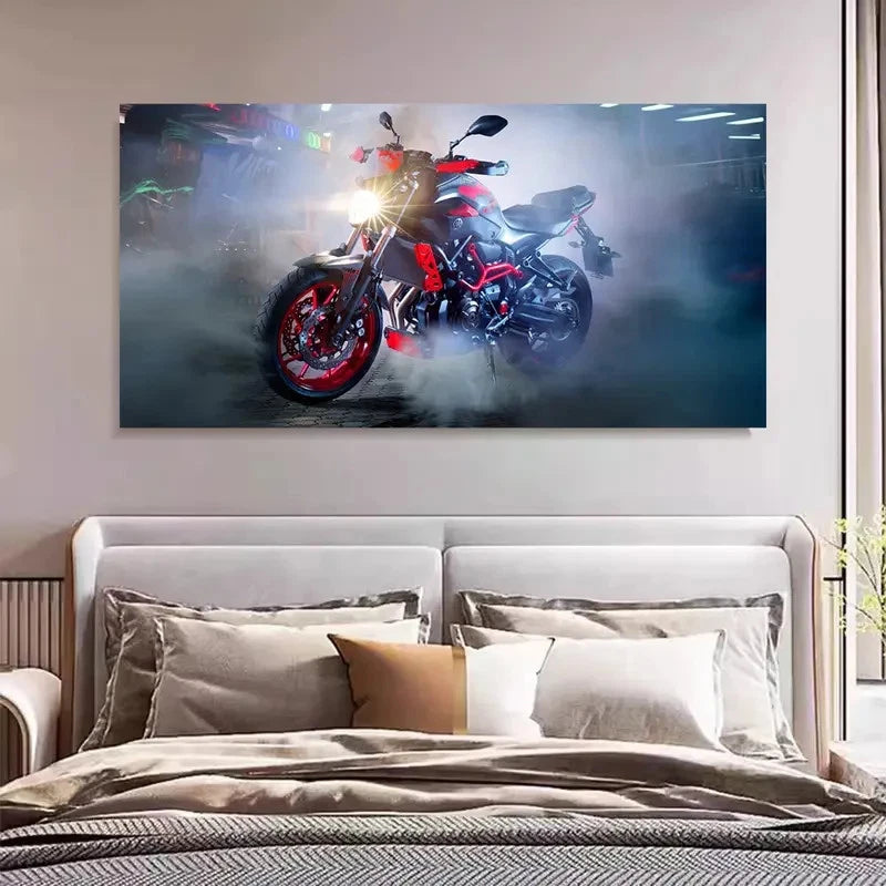 Motorcycle  Heavy Bike Perfect Wall Art Canvas Office Home Room Framed 120x60cm