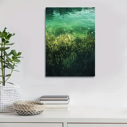 Serene Underwater Scene with Lush Greenery Painting 40x60cm Metal Print Ready to Hang - Bella Home Decor