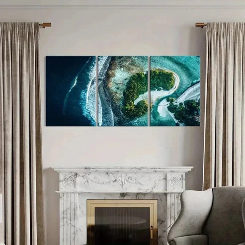 3pcs Overlooking The Island Scenery Wall Art Canvas Unframed - High Quality Print 100% Australian Made Wall Canvas
