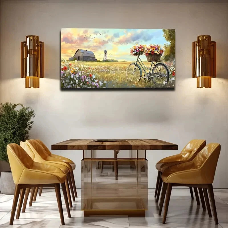 Field Full Of Colorful Flowers Wall Art Canvas Office Home Room Framed 120x60cm - Bella Home Decor