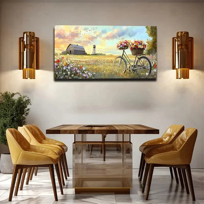 Field Full Of Colorful Flowers Wall Art Canvas Office Home Room Framed 120x60cm - Bella Home Decor