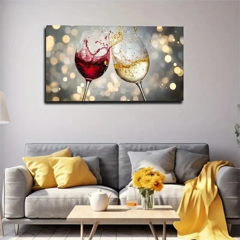 Two Clinking Goblets Perfect Wall Art Canvas Office Home Room Framed 120x60cm - Bella Home Decor