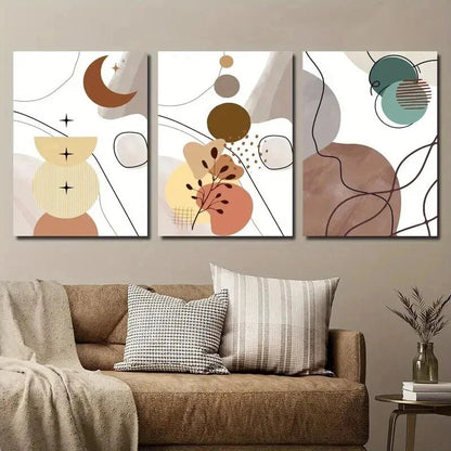 3pcs Bohemian Abstract Botanical Tones Perfect Wall Art Set Canvas Framed 60x90cm - High Quality Print 100% Australian Made Wall Canvas Ready to Hang - Bella Home Decor
