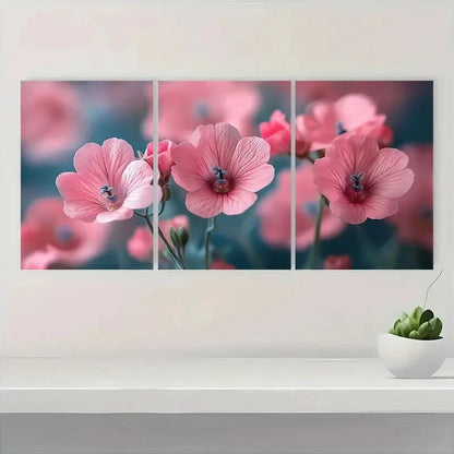 3pcs Pink Diascia Flower Twinspur  EQ   Wall Art Set Canvas Framed 60x90cm - High Quality Print 100% Australian Made Wall Canvas Ready to Hang