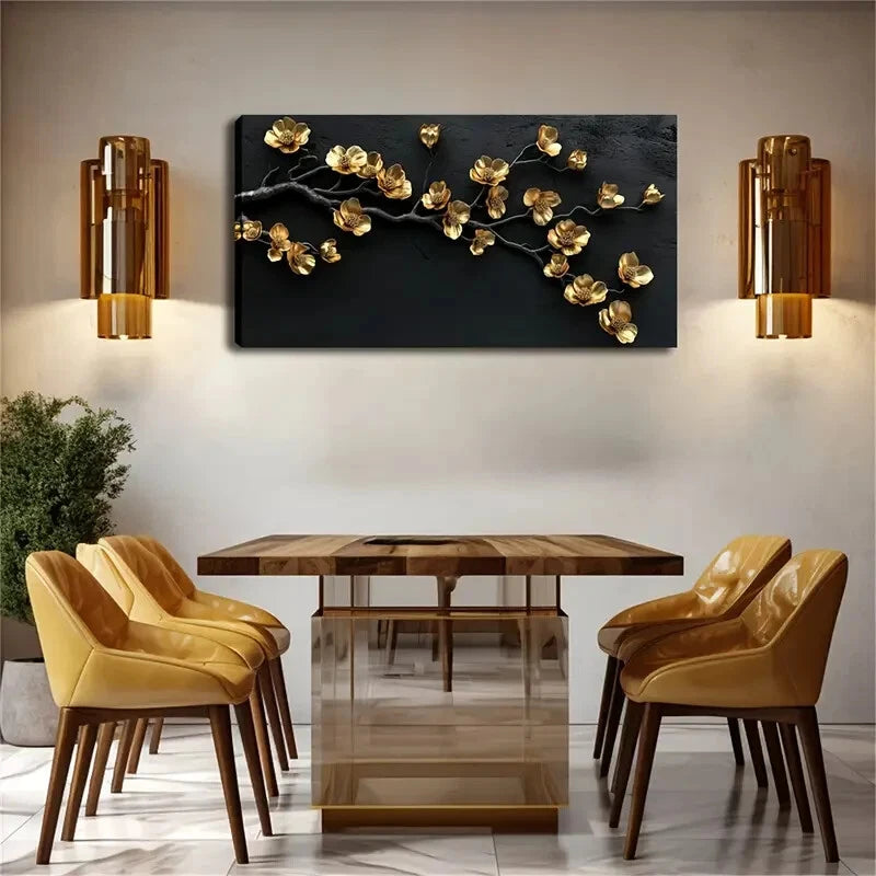 The Iron Material Magnolcia Wall Art Canvas Office Home Room Framed 120x60cm - Bella Home Decor