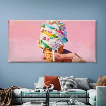 Ice Cream with Colorful SprinkleWall Art Canvas Office Home Room Framed 120x60cm