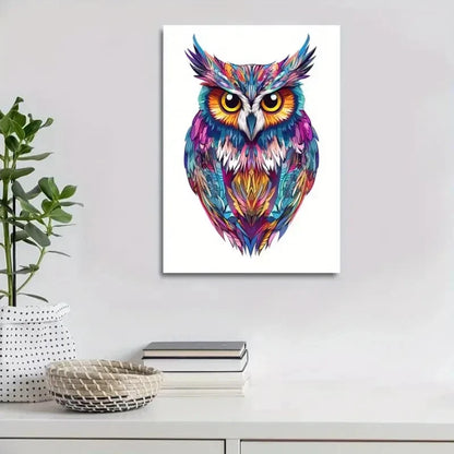 Beautiful Vibrant Owl Contemporary Painting 40x60cm Metal Print Ready to Hang - Bella Home Decor