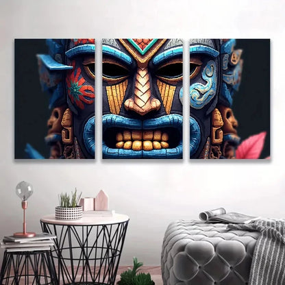 3pcs Mystery Mask Painting  Wall Art Set Canvas Framed 50x70cm - High Quality Print 100% Australian Made Wall Canvas Ready to Hang