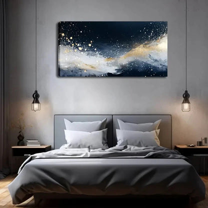 White & Golden Interweaving Wall Art canvas office home room framed 120x60cm