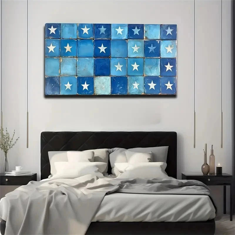 White Geometric Pattern Wall Art Canvas Office Home Room Framed 120x60cm