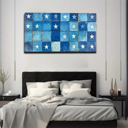 White Geometric Pattern Wall Art Canvas Office Home Room Framed 120x60cm