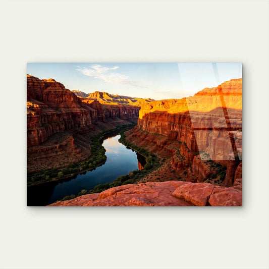Majestic Desert Red Rock Canyon River Acrylic Glass Printing Wall Art Australian Made Quality