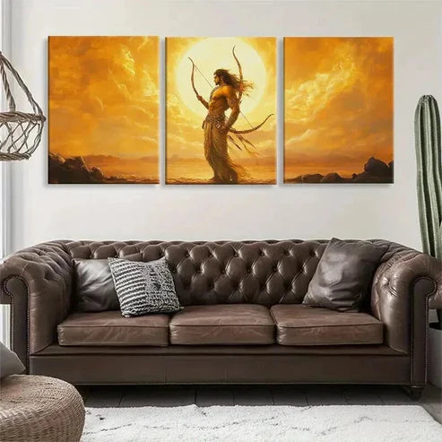 3pcs Archer in Golden Sunset Warrior Wall Art Canvas Unframed - High Quality Print 100% Australian Made Wall Canvas - Bella Home Decor