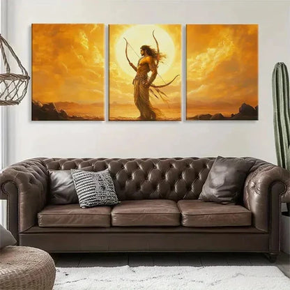 3pcs Archer in Golden Sunset Warrior Wall Art Canvas Unframed - High Quality Print 100% Australian Made Wall Canvas - Bella Home Decor