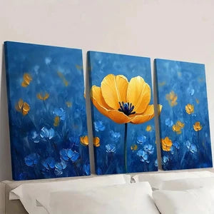 3pcs Yellow Tulip Canvas Print DR Wall Art Set Canvas Framed 40x60cm - High Quality Print 100% Australian Made Wall Canvas Ready to Hang