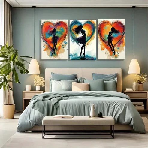 3pcs Colorful Abstract Dance Silhouettes Perfect Wall Art Set Canvas Unframed - High Quality Print 100% Australian Made Wall Canvas