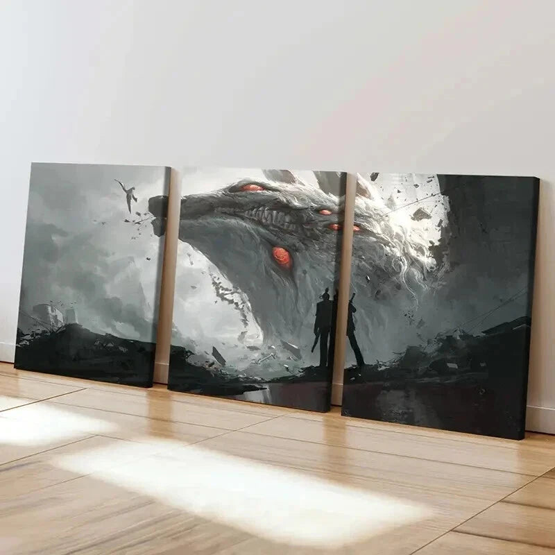 3pcs Japanese Classic Anime Characters Wall Art Set Canvas Framed 60x90cm - High Quality Print 100% Australian Made Wall Canvas Ready to Hang - Bella Home Decor