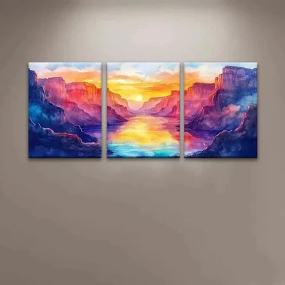 3pcs Colorful Grand Canyon Sunset Landscape Wall Art Canvas Unframed - High Quality Print 100% Australian Made Wall Canvas - Bella Home Decor