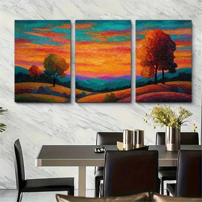 3pcs Warm Sunset Glow Vibrant Autumn Perfect Wall Art Canvas Unframed - High Quality Print 100% Australian Made Wall Canvas