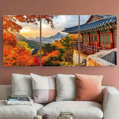 3pcs Vibrant Abstract Korean Landscape Prefect Wall Art Set Canvas Framed 40x60cm - High Quality Print 100% Australian Made Wall Canvas Ready to Hang