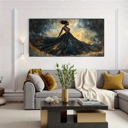Abstract Elegant Black Dress Wall Art Canvas Office Home Room Framed 120x60cm
