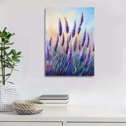 Beautiful Vibrant Purple Lavender Painting 40x60cm Metal Print Ready to Hang - Bella Home Decor