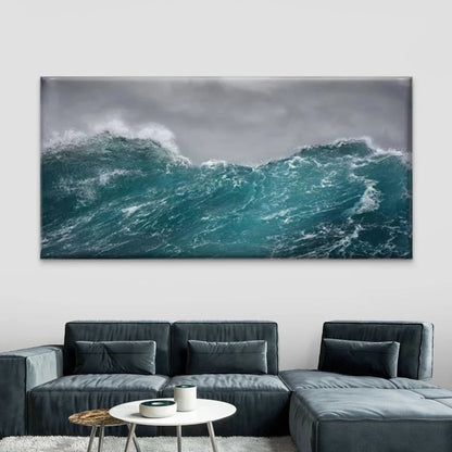 Blue Ocean Waves Wall Art Canvas Office Home Room Framed 120x60cm