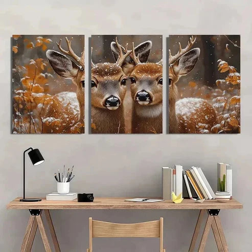 3pcs Charming Country Deer Rustic Wildlife Wall Art Canvas Unframed - High Quality Print 100% Australian Made Wall Canvas - Bella Home Decor