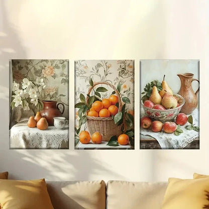 3pcs Vintage Fruit Canvas Art in the Kitchen Wall Art Canvas Unframed – High Quality Print 100% Australian Made Wall Canvas