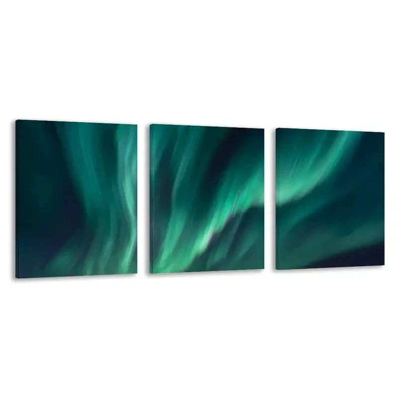 3pcs Northern Lights Dance Overhead Night Sky Wall Art Set Canvas Framed 50x70cm - High Quality Print 100% Australian Made Wall Canvas Ready to Hang - Bella Home Decor