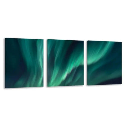 3pcs Northern Lights Dance Overhead Night Sky Wall Art Set Canvas Framed 50x70cm - High Quality Print 100% Australian Made Wall Canvas Ready to Hang - Bella Home Decor