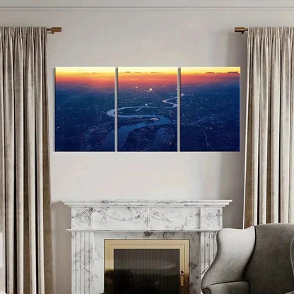 3pcs Cityscape At Sunset River Dense Building Wall Art Set Canvas Framed 60x90cm - High Quality Print 100% Australian Made Wall Canvas Ready to Hang - Bella Home Decor