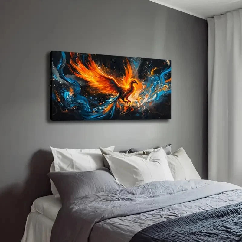 Vibrant Phoenix Surrounded Wall Art Canvas Office Home Room Framed 120x60cm - Bella Home Decor