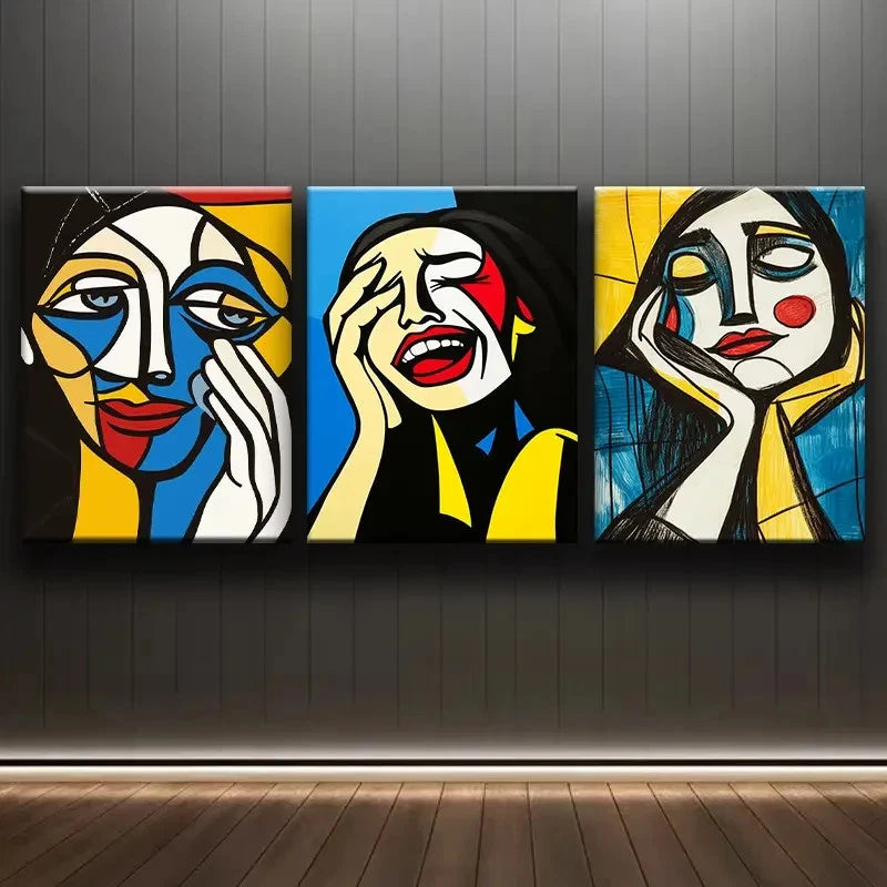 3pcs Simple Woman Line Drawing Wall Art Set Canvas Framed 50x70cm - High Quality Print 100% Australian Made Wall Canvas Ready to Hang
