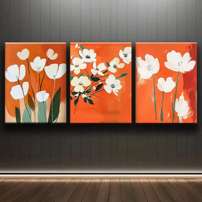 3pcs Rolled Cloth Flower Paintings Perfect  Wall Art Set Canvas Unframed - High Quality Print 100% Australian Made Wall Canvas