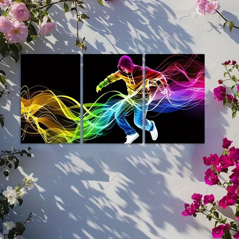 3pcs Dynamic Breakdancer Action Art Metal Print Ready to Hang Art