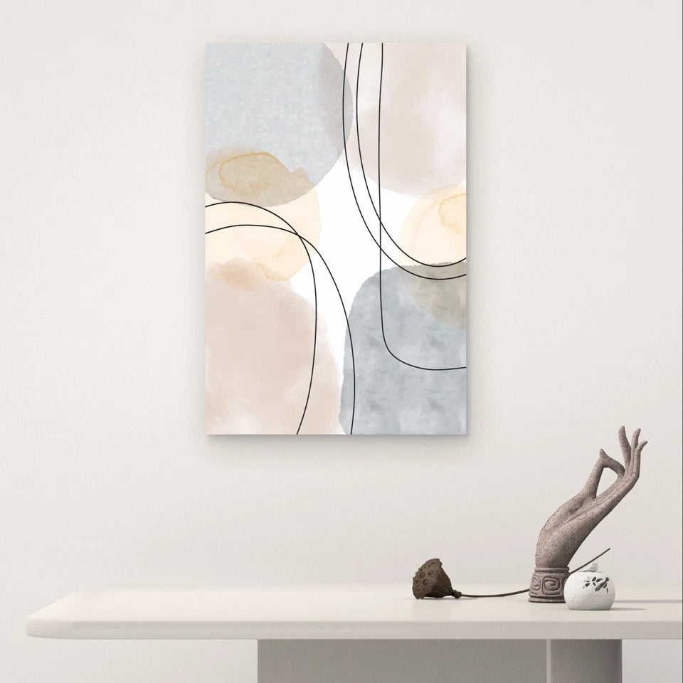 Minimalist Watercolour Circles and Lines 40x60cm Metal Print Ready to Hang