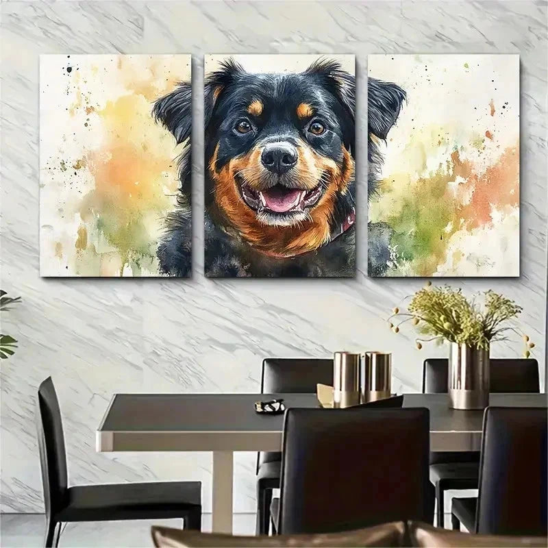 3pcs Custom Dog Portrait Personalized Perfect Wall Art Set Canvas Framed 50x70cm - High Quality Print 100% Australian Made Wall Canvas Ready to Hang - Bella Home Decor