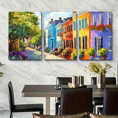 3pcs Charleston City Carolina Impasto Perfect Wall Art Set Canvas Framed 60x90cm - High Quality Print 100% Australian Made Wall Canvas Ready to Hang - Bella Home Decor