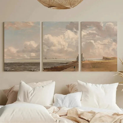 3pcs Serene Beach & Dramatic Skyline Metal Print Ready to Hang Art