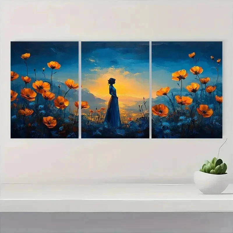 3pcs Serene Woman Silhouette Abstract Perfect Wall Art Set Canvas Framed 60x90cm - High Quality Print 100% Australian Made Wall Canvas Ready to Hang - Bella Home Decor