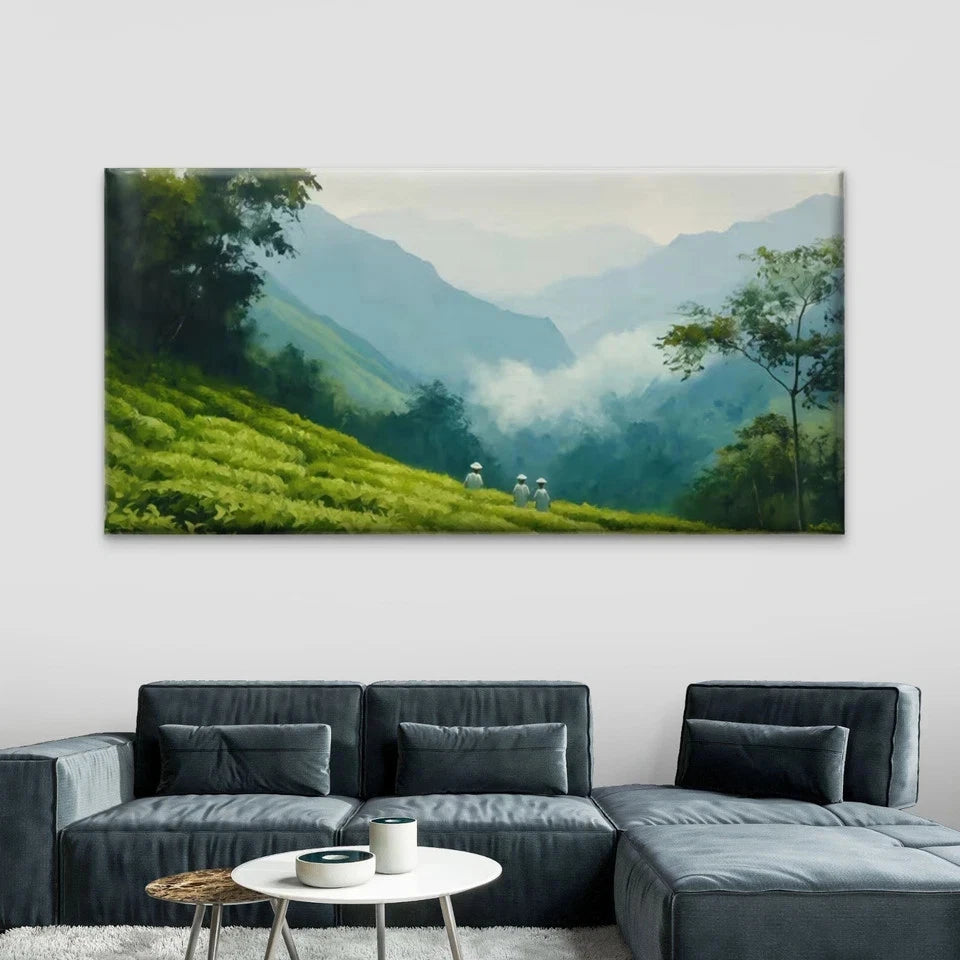 Chinese Tea Plantation Wall Art Canvas Office Home Room Framed 120x60cm