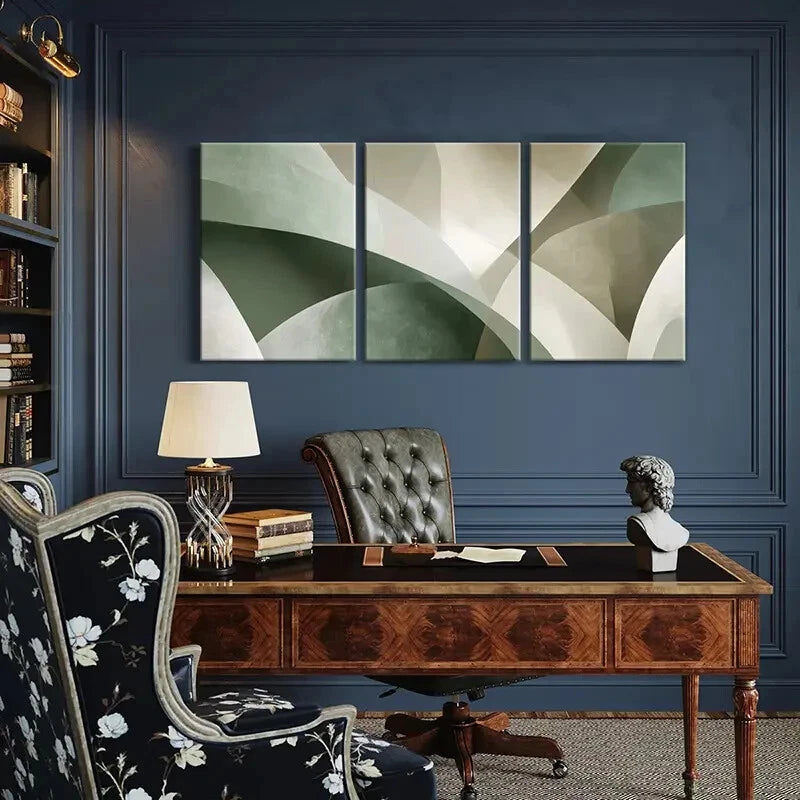 3pcs Modern Abstract Geometric Shapes Metal Print Ready to Hang Art - Bella Home Decor